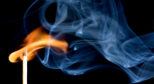 Match flame and smoke