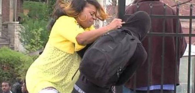 MOM STOPS SON