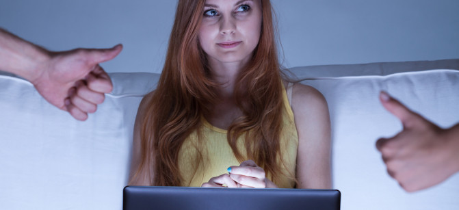 Girl living in virtual world