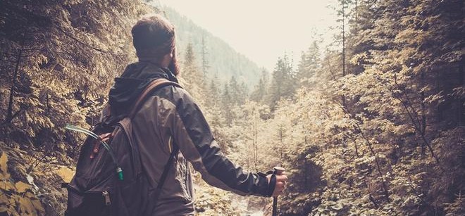 THE MAN HIKING OUTDOORS
