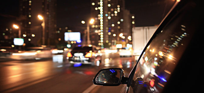 blurred urban look of the car movement nights