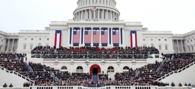 WASHINGTON, DC - JANUARY 21:  U.S. President Barack Obama gives his inauguration address during the public ceremonial inauguration on the West Front of the U.S. Capitol January 21, 2013 in Washington, DC.   Barack Obama was re-elected for a second term as President of the United States.  (Photo by Justin Sullivan/Getty Images)