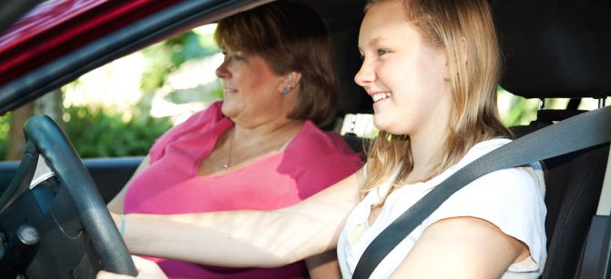 Teenage driving lesson