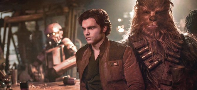 Walt Disney Studios Motion Pictures
Alden Ehrenreich as Han Solo, left, and Joonas Suotamo as Chewbacca in a scene from Ron Howard's "Solo."