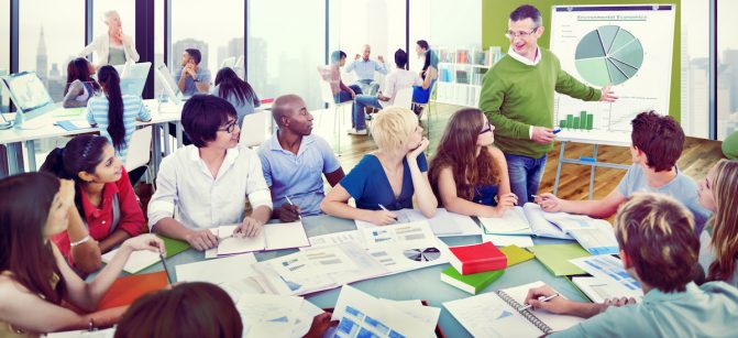 Diverse Students Learning from the Professor