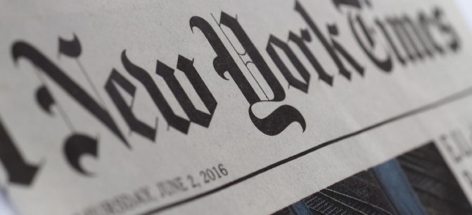 News media  New York Times Newspaper Header Sign