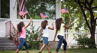 USA flag black kids