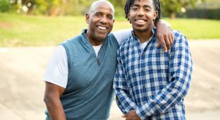 Portrait of an African American father and his son.